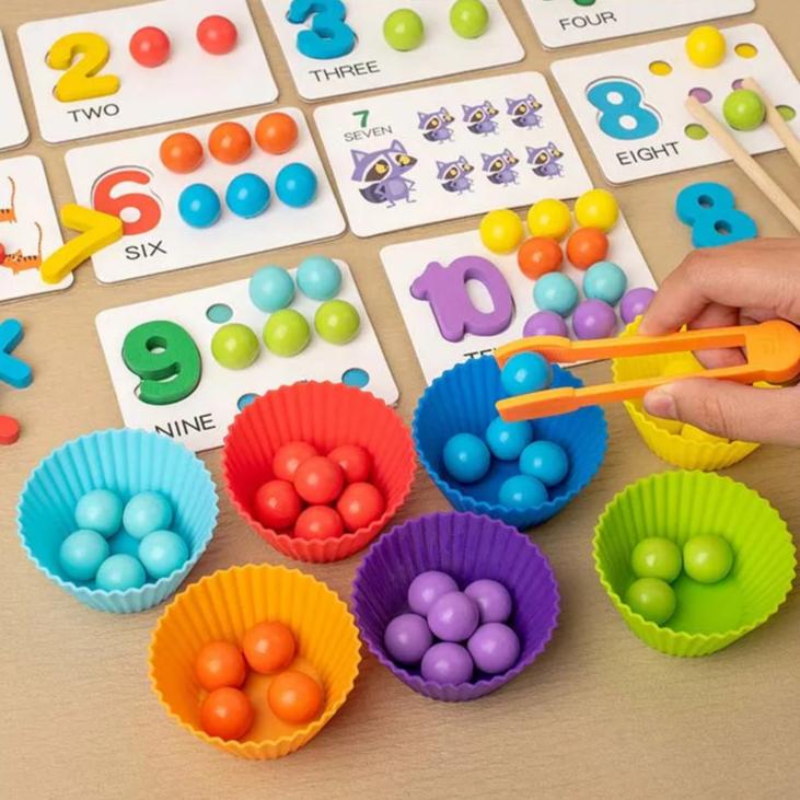 Montessori Mathematics Props Baby Digital Cognitive Pairing Puzzle Puzzle Igenious Ingenious Pearl Children'S Fine Action Toys