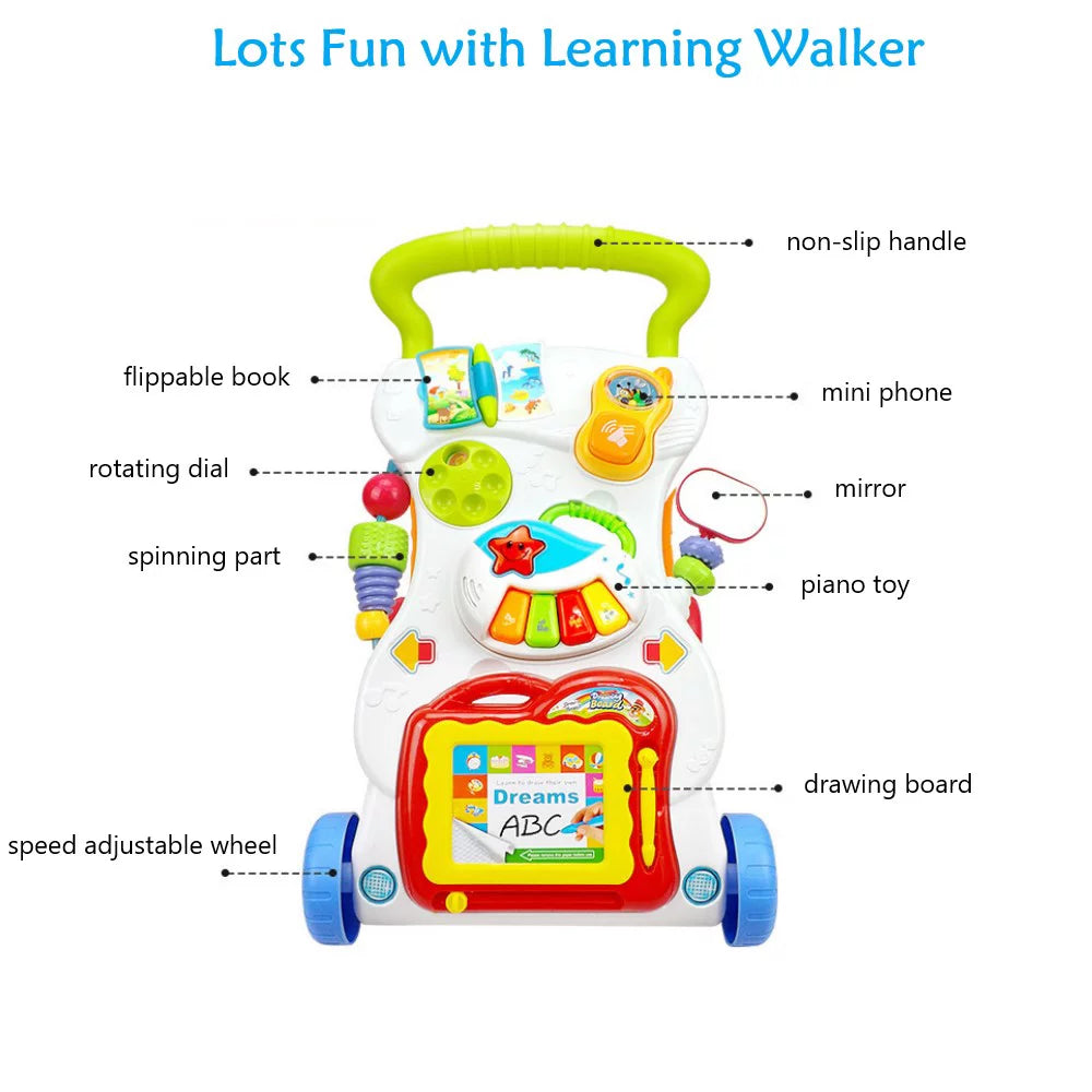 Baby Push Walker Sit to Stand Toddler Learning Walking Toys for 6 12 Months