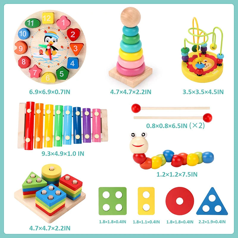 5-6Pcs/Set Montessori Wooden Toys for Babies Boy Girl Gift Baby Development Games Wood Puzzle for Kids Educational Learning Toy