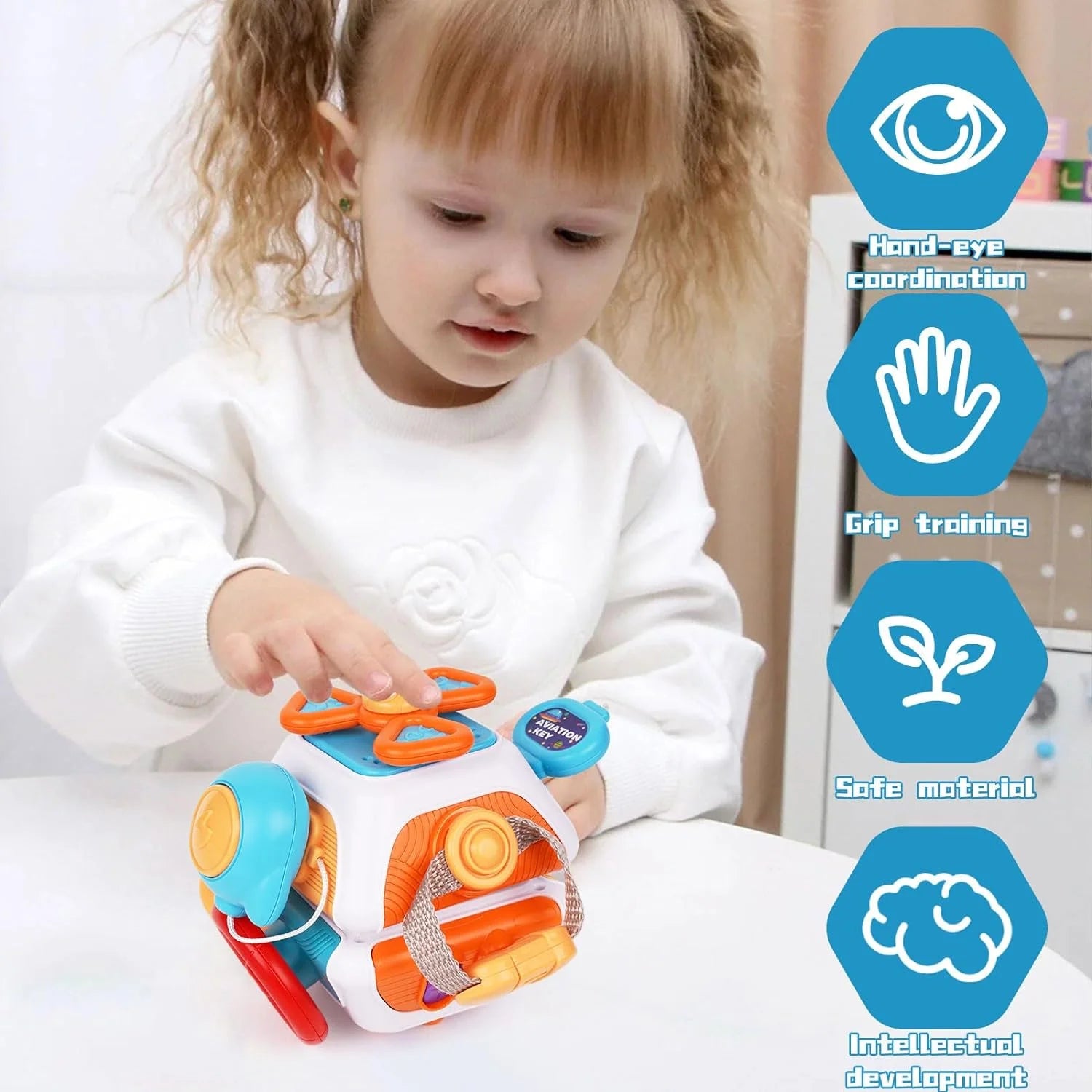 Montessori Sensory Toys, Busy Cube, Toy for Toddlers 1-3, Learning Educational Toys for 1 2 3 Year Old Boys Girls