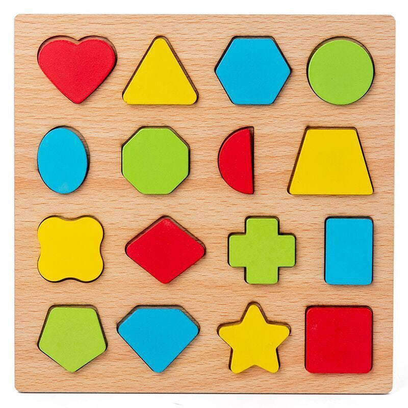 Toddler'S Learn & Play Toy ABC 123 Shapes Colour 3D Puzzle Wooden Board Unisex