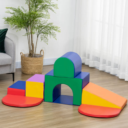 Seven-Piece Soft Playset Kids Stair and Ramp Colourful Play Area, for Toddlers