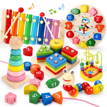 5-6Pcs/Set Montessori Wooden Toys for Babies Boy Girl Gift Baby Development Games Wood Puzzle for Kids Educational Learning Toy