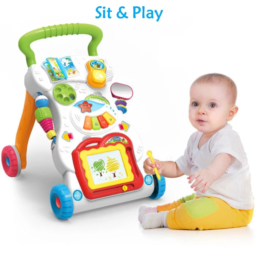 Baby Push Walker Sit to Stand Toddler Learning Walking Toys for 6 12 Months