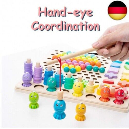 Surplex Holz Montessori Spielzeug Brettspiele Clip Perlen Puzzle, Angelspiel