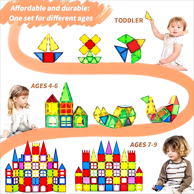 Magblock 66PCS Magnetic Building Blocks Sets Magnetic Tiles Construction Toys for 3-10 Years Old Kids Montessori Educational Toy