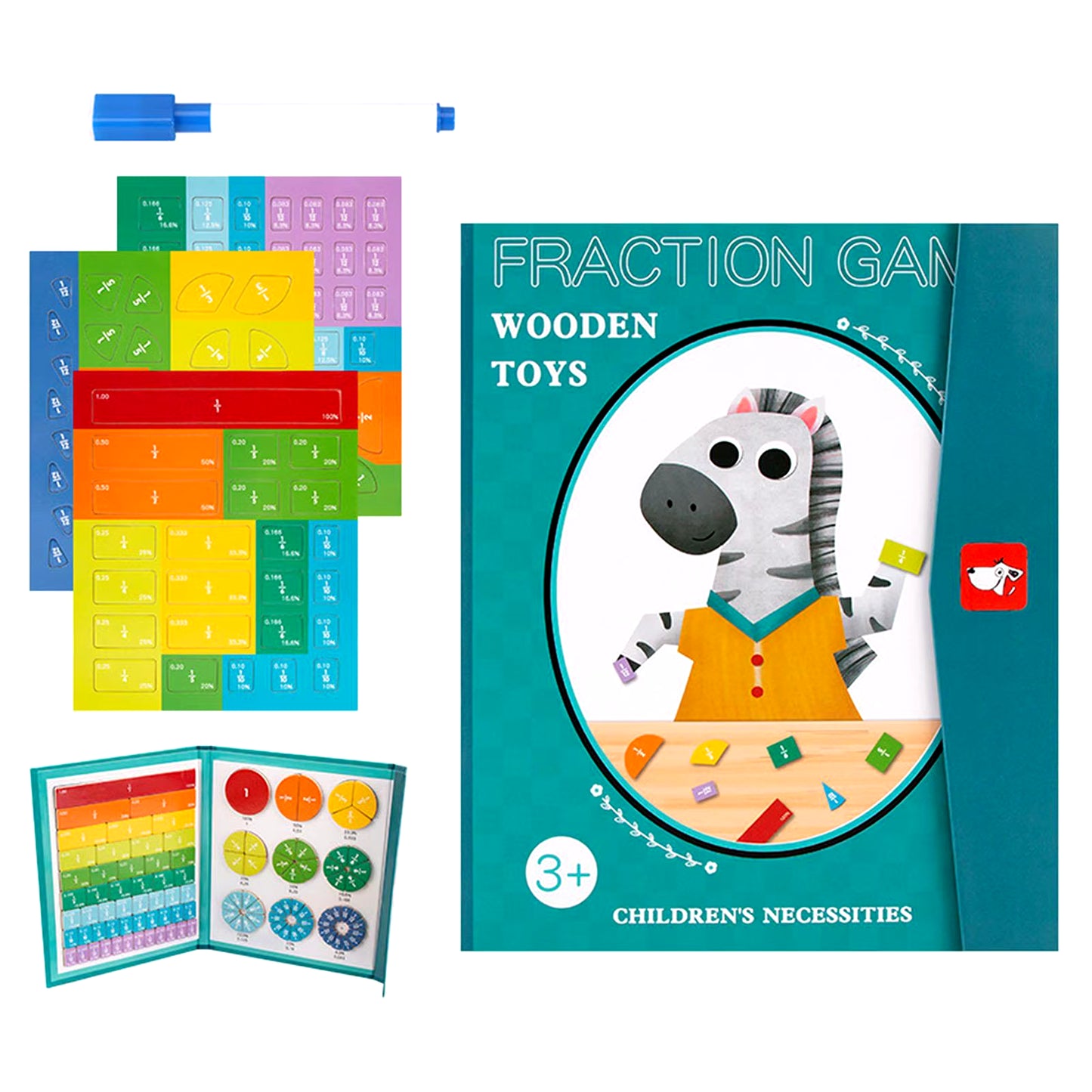 Children Fraction Learning Math Toys Educational Toy Fraction Learning Board