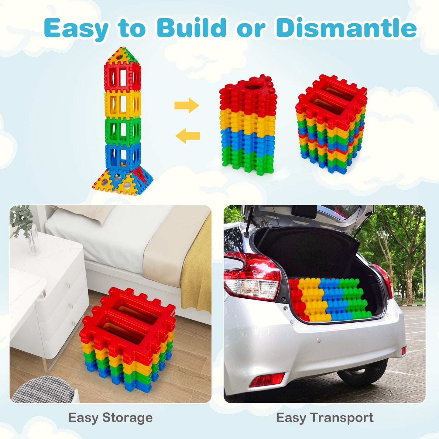 Giant Waffle Block Set with Put Together and Pull Apart Blocks