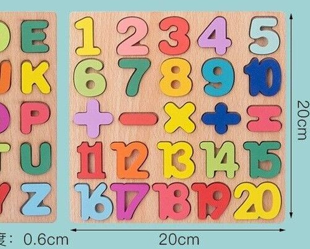 Toddler'S Learn & Play Toy ABC 123 Shapes Colour 3D Puzzle Wooden Board Unisex